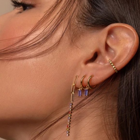 Lux Gold Plated Huggie Hoop Earings - Picture 3 of 3